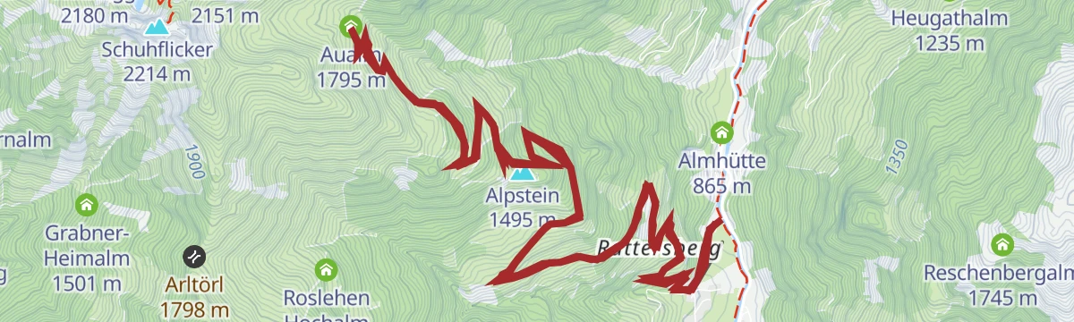 Route map: Großarl: Aualm
